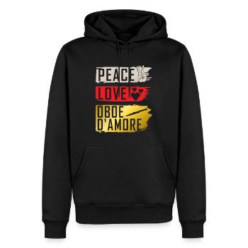 Peace Love Hautbois D’Amore Instrument - Sweat à capuche Premium bio Homme - noir - Devant - Nico (187cm)