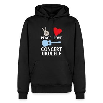 Peace Love Concert Ukulélé Instrument - Sweat à capuche Premium bio Homme - noir - Devant - Nico (187cm)