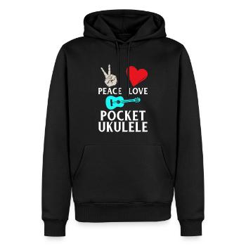 Instrument de ukulélé de poche Peace Love - Sweat à capuche Premium bio Homme - noir - Devant - Nico (187cm)