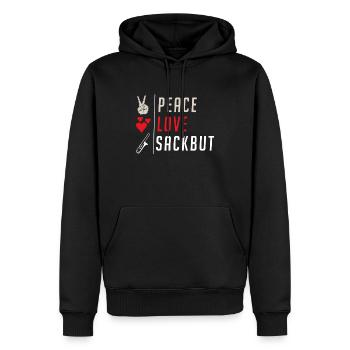 Peace Love Snare Drum Marching Band - Sweat à capuche Premium bio Homme - noir - Devant - Nico (187cm)