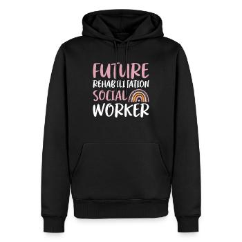 Futur travailleur social en réadaptation Travail social - Sweat à capuche Premium bio Homme - noir - Devant - Nico (187cm)