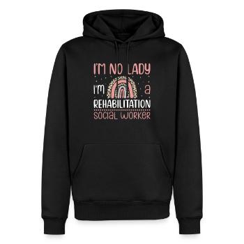 Je ne suis pas une dame Je suis une travailleuse sociale en réadaptation - Sweat à capuche Premium bio Homme - noir - Devant - Nico (187cm)