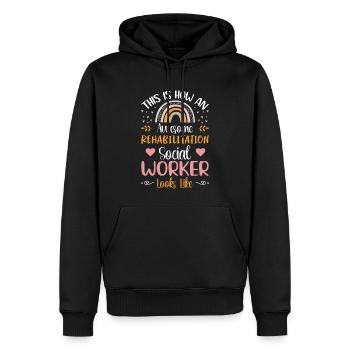 À quoi ressemble un travailleur social en réadaptation - Sweat à capuche Premium bio Homme - noir - Devant - Nico (187cm)