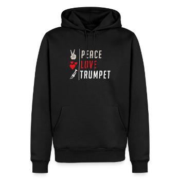 Peace Love Trumpet Music Instrument - Männer Premium Bio Hoodie - Schwarz - Vorne - Nico (187cm)