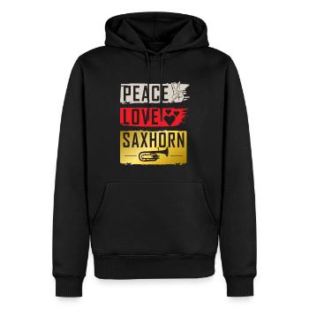 Peace Love Saxhorn Musical Instrument - Männer Premium Bio Hoodie - Schwarz - Vorne - Nico (187cm)