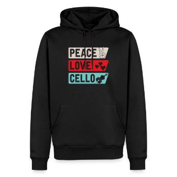 Peace Love Violoncelle Guitare Instrument de Musique - Sweat à capuche Premium bio Homme - noir - Devant - Nico (187cm)