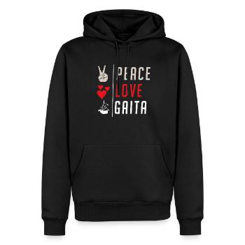 Peace Love Gaita Musical Instrument - Männer Premium Bio Hoodie - Schwarz - Vorne - Nico (187cm)