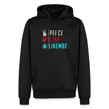 Peace Love Likembe Musical Instrument - Männer Premium Bio Hoodie - Schwarz - Vorne - Nico (187cm)