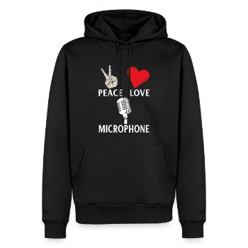 Peace Love Microphone Instrument Music - Männer Premium Bio Hoodie - Schwarz - Vorne - Nico (187cm)