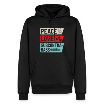 Peace Love Subcontrabass Saxophones - Sweat à capuche Premium bio Homme - noir - Devant - Nico (187cm)
