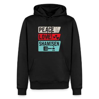 Peace Love Shamisen Japanese Guitar - Männer Premium Bio Hoodie - Schwarz - Vorne - Nico (187cm)