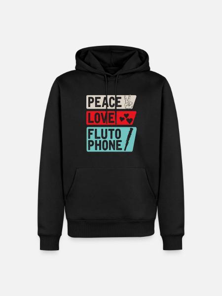 Peace Love Flutophone Instrument - Men’s Premium Organic Hoodie - black