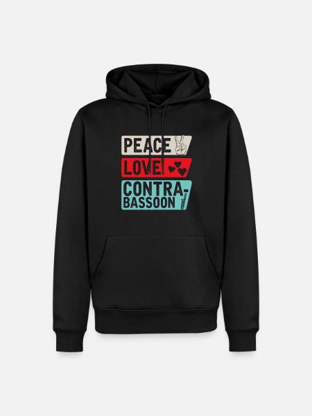 Peace Love Contrabassoon Instrument - Men’s Premium Organic Hoodie - black