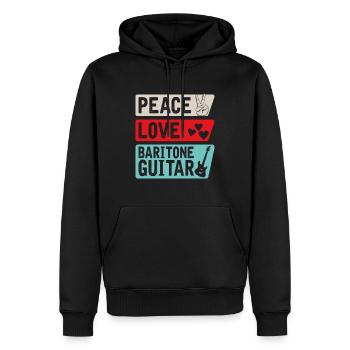 Peace Love Baritone Guitar Instrument - Männer Premium Bio Hoodie - Schwarz - Vorne - Nico (187cm)