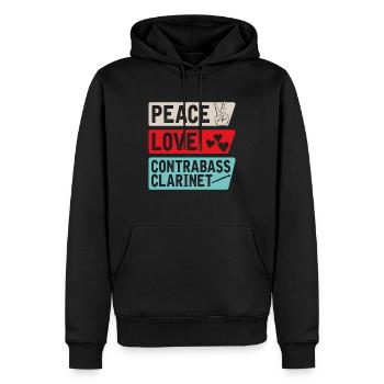 Peace Love Contrabass Clarinet Music - Männer Premium Bio Hoodie - Schwarz - Vorne - Nico (187cm)