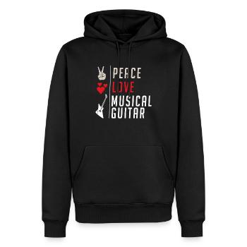 Peace Love Musical Guitar Instrument - Männer Premium Bio Hoodie - Schwarz - Vorne - Nico (187cm)