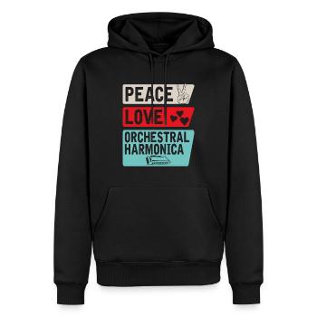 Peace Love Orchestral Harmonica Music - Men’s Premium Organic Hoodie - black - Front - Nico (187cm)