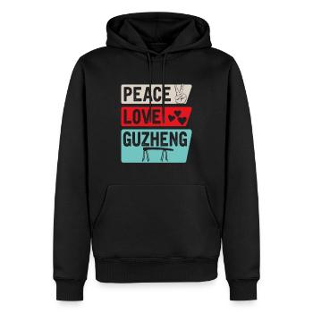Peace Love Guzheng Instrument Musical - Sweat à capuche Premium bio Homme - noir - Devant - Nico (187cm)