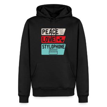 Peace Love Stylophone Instrument de musique - Sweat à capuche Premium bio Homme - noir - Devant - Nico (187cm)