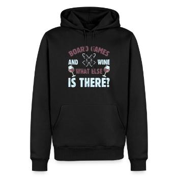 Jeux de société et bière Qu’y a-t-il d’autre aux échecs - Sweat à capuche Premium bio Homme - noir - Devant - Nico (187cm)