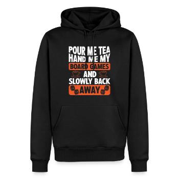 Versez-moi du thé Donnez-moi mon joueur de jeux de société - Sweat à capuche Premium bio Homme - noir - Devant - Nico (187cm)