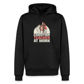 Professeur de religion Éducation religieuse - Sweat à capuche Premium bio Homme - noir - Devant - Nico (187cm)