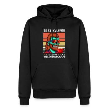 Vokuhila Sonnenbrille Kaffee - Männer Premium Bio Hoodie - Schwarz - Vorne - Nico (187cm)