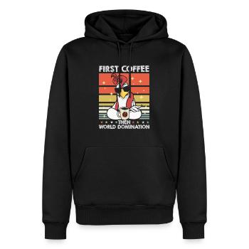 Hahn Gockel Kaffee Sonnenbrille - Männer Premium Bio Hoodie - Schwarz - Vorne - Nico (187cm)
