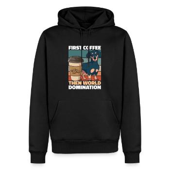 Dackel Dachshund Kaffee - Männer Premium Bio Hoodie - Schwarz - Vorne - Nico (187cm)