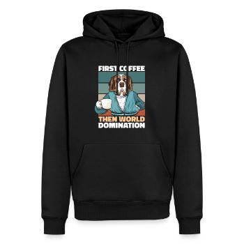 Bernhardiner Kaffee - Männer Premium Bio Hoodie - Schwarz - Vorne - Nico (187cm)