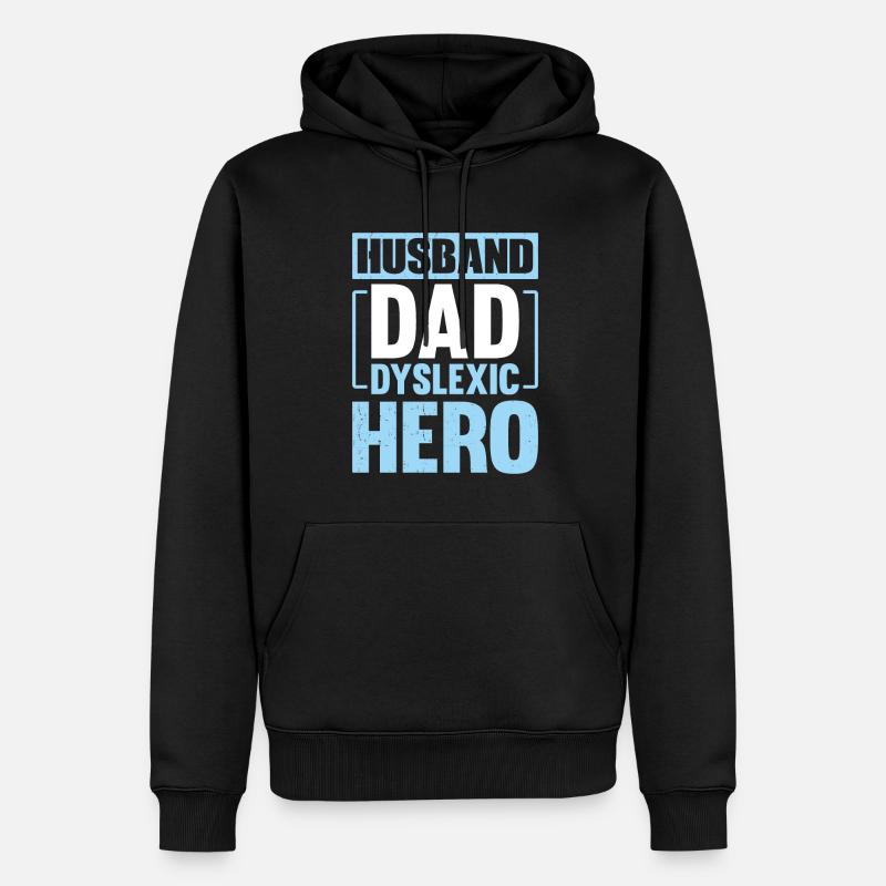 MARI PAPA HÉROS DYSLEXIQUE - Sweat à capuche Premium bio Homme - noir
