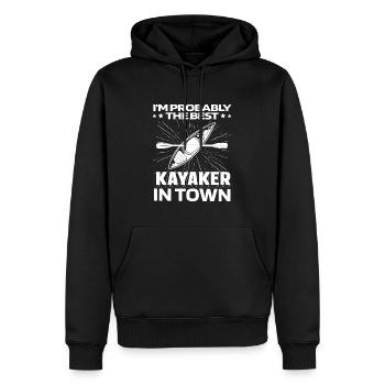Kayakistes drôles - Sweat à capuche Premium bio Homme - noir - Devant - Nico (187cm)