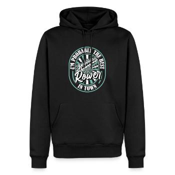 Rameurs rameurs drôles - Sweat à capuche Premium bio Homme - noir - Devant - Nico (187cm)