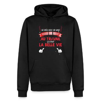 Travail Collègue Et Amitié Cadeau Homme Femme - Sweat à capuche Premium bio Homme - noir - Devant - Nico (187cm)