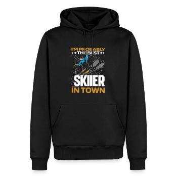 Skiing Apres Ski Fun - Men’s Premium Organic Hoodie - black - Front - Nico (187cm)