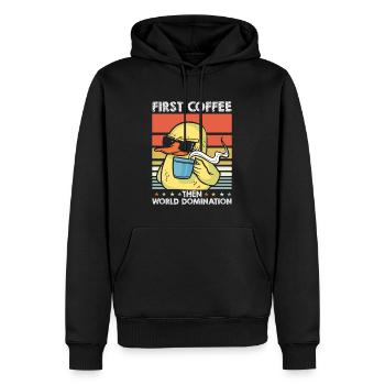 Ente Kaffee-Sonnenbrille - Männer Premium Bio Hoodie - Schwarz - Vorne - Nico (187cm)
