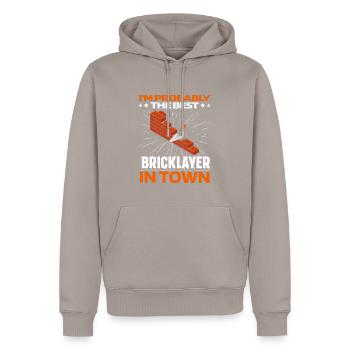 Masonry brick - Men’s Premium Organic Hoodie - taupe - Front - Nico (187cm)