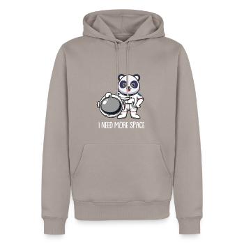 Großer Panda Pandabär Astronaut - Männer Premium Bio Hoodie - Taupe - Vorne - Nico (187cm)
