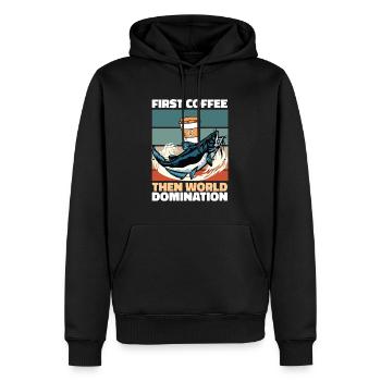 Café de poisson-chat - Sweat à capuche Premium bio Homme - noir - Devant - Nico (187cm)