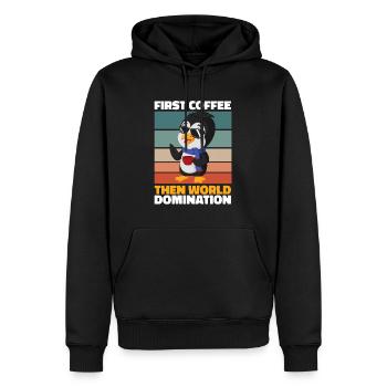Pinguin Kaffee - Männer Premium Bio Hoodie - Schwarz - Vorne - Nico (187cm)