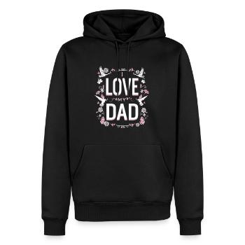 I love my Dad - ich liebe meinen Vater - Männer Premium Bio Hoodie - Schwarz - Vorne - Nico (187cm)