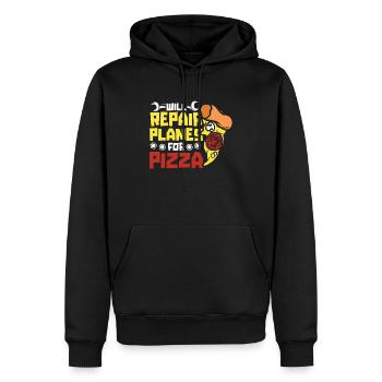 Flugzeug Mechaniker Pizza - Männer Premium Bio Hoodie - Schwarz - Vorne - Nico (187cm)