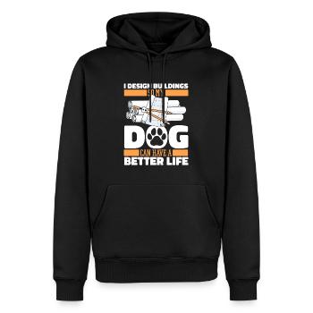 Architecte Architecture Chien - Sweat à capuche Premium bio Homme - noir - Devant - Nico (187cm)