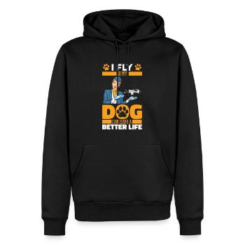 Flugbegleiter Stewardess Hund - Männer Premium Bio Hoodie - Schwarz - Vorne - Nico (187cm)