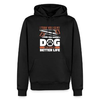 Tournage sur bois Turner Dog - Sweat à capuche Premium bio Homme - noir - Devant - Nico (187cm)
