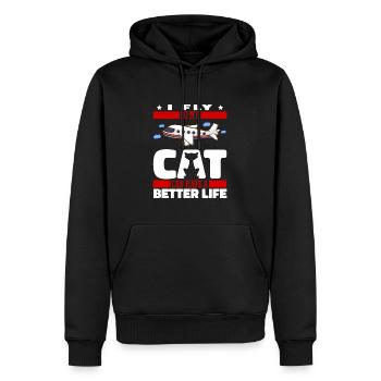 Flugbegleiter Stewardess Katze - Männer Premium Bio Hoodie - Schwarz - Vorne - Nico (187cm)