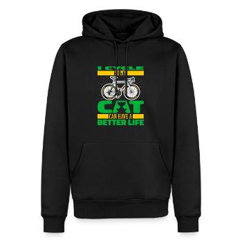 Vélo de route Cycliste Chat - Sweat à capuche Premium bio Homme - noir - Devant - Nico (187cm)