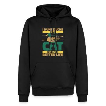 Chasse au canard Chat chasseur de canard - Sweat à capuche Premium bio Homme - noir - Devant - Nico (187cm)