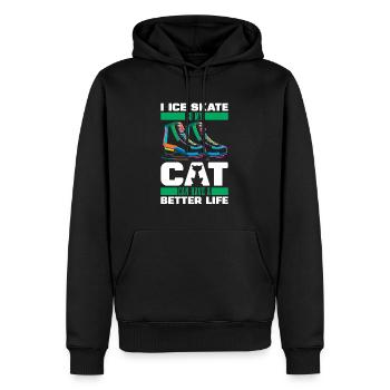 Schlittschuhlaufen Katze - Männer Premium Bio Hoodie - Schwarz - Vorne - Nico (187cm)