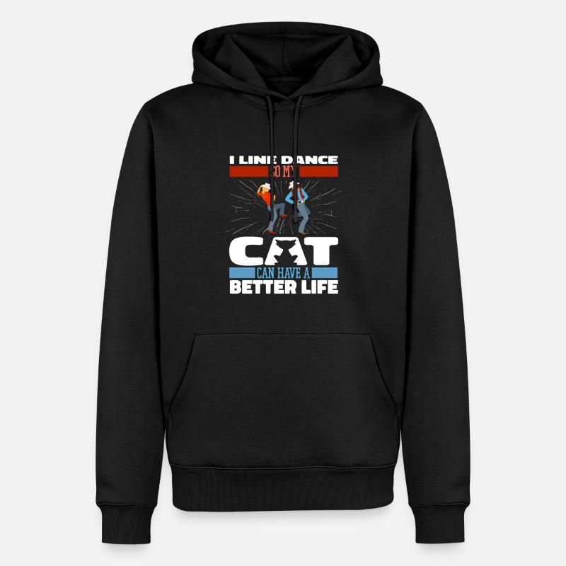 Line Dance Katze - Männer Premium Bio Hoodie - Schwarz